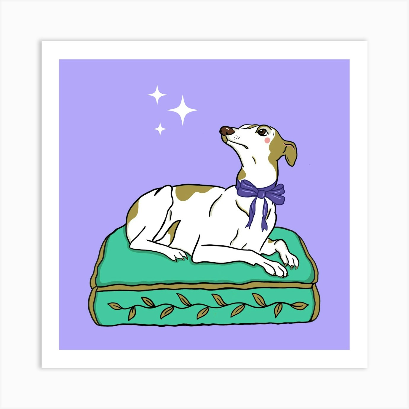 Dog Laying On A Pillow Art Print by Lorna Leigh