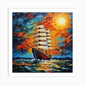 Sailboat In The Sea Art Print