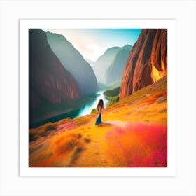 Girl In The Mountains Art Print