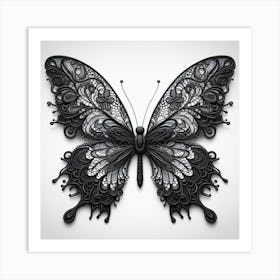 Black Lace Butterfly III Art Print