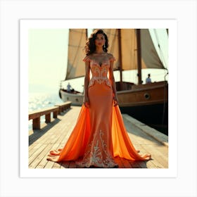 Orange Wedding Dress 3 Art Print