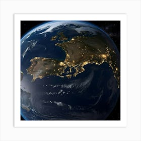 Earth At Night 13 Art Print