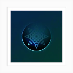 Geometric Neon Glyph on Jewel Tone Triangle Pattern 398 Art Print