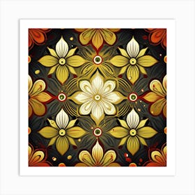 Golden Floral Pattern Art Print