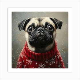 Holidays Pug 6 Art Print