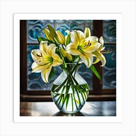 White Lilies In A Vase 4 Art Print