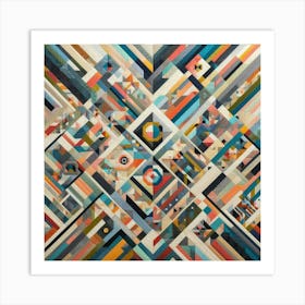 Colorful Quilt Using Geometric Patterns (3) Art Print