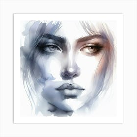 Watercolor Of A Woman'S Face 17 Art Print