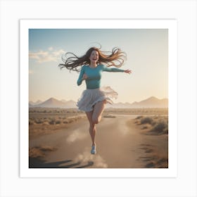 Girl Running Art Print