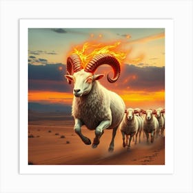 Rams In The Desert 3 Art Print