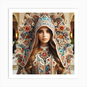 Russian Girl In Traditional Costume Art Print