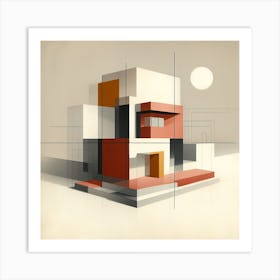 Minimalist Shapes and Colors: A Tribute to the Bauhaus Art Movement 1 Art Print