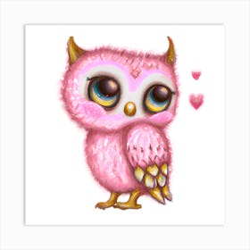 Beautiful Little Pink Owl Art Print
