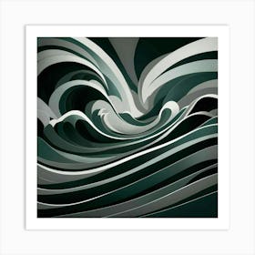 Waves In Black And White 1 Art Print