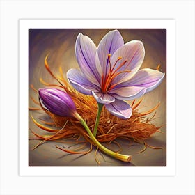 Saffron Flower And Stamens Art Print