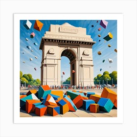 India Gate, India Cubism Style Art Print