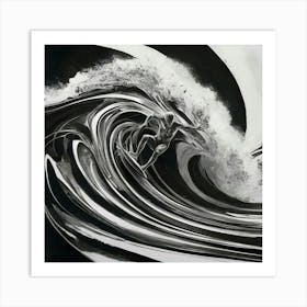 Black And White Surfer 1 Art Print