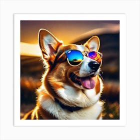 Corgi In Sunglasses 68 Art Print