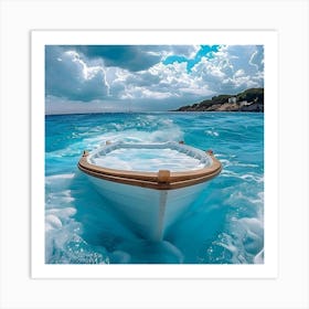 Small Boat In The Ocean Art Print