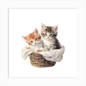 Kittens In A Basket.1 Art Print