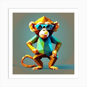 Low Poly Monkey Character Art work Art Print