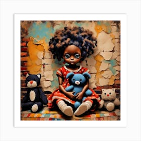 Rag Doll With Stuffed Animals Art Print