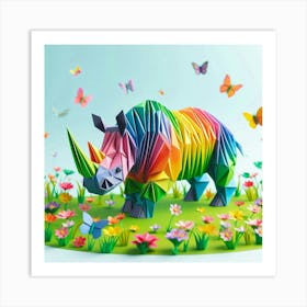 Origami Rhino 2 Art Print