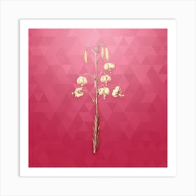 Vintage Lilium Pyrenaicum Botanical in Gold on Viva Magenta n.0537 Art Print