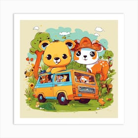 Bears In The Woods Art Print