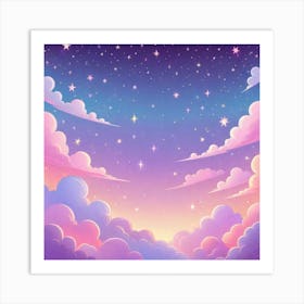 Sky With Twinkling Stars In Pastel Colors Square Composition 233 Art Print