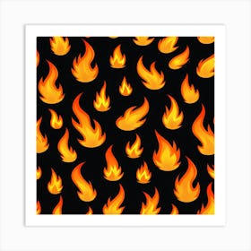 Flames On Black Background 13 Art Print