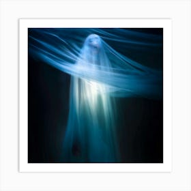 Spirit Trapped Screaming Partially Visible Through A Delicate Translucent Veil Ethereal Essence Art Print