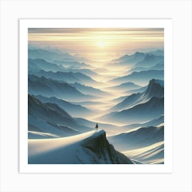 Man On Top Of A Mountain Art Print