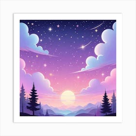 Sky With Twinkling Stars In Pastel Colors Square Composition 98 Art Print