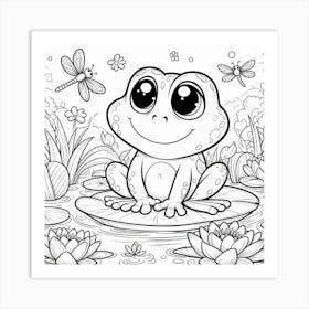 Line Art frog 2 Art Print