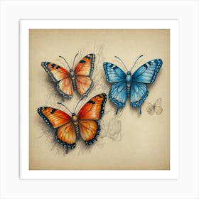 Three Butterflies Art Print