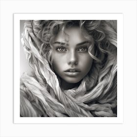 Portrait Of A Woman In A Scarf Art Print