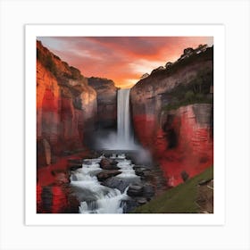 Sunset At The Falls Art Print