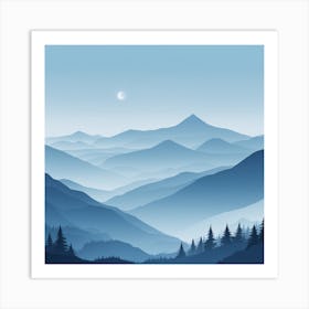 Misty mountains background in blue tone 30 Art Print