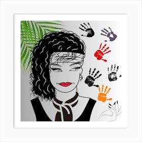 Woman With Handprints Art Print