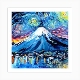 Starry Night Over Mount Fuji Art Starry Night Van Gogh Art Print