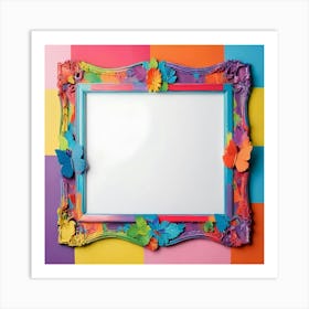 Colorful Frame On A Colorful Wall Art Print