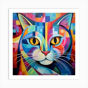 Colorful Cat Art Print