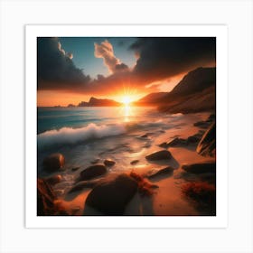 Sunset On The Beach 1 Art Print