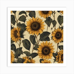 Default Default Retro Vintage Sunflower For Defferent Seasons 0 (1) Art Print