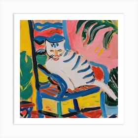 Cat In Rocking Chair Art Print