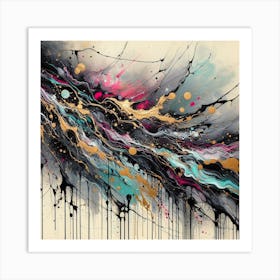 Colorful Abstract Expressionist Bedroom Canvas 1 Art Print