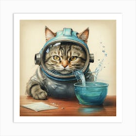 Cat In Spacesuit Art Print