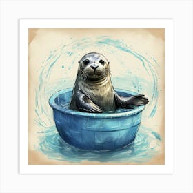 Seal In A Tub Art Print