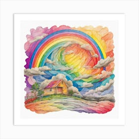 Rainbow Over The Barn Art Print